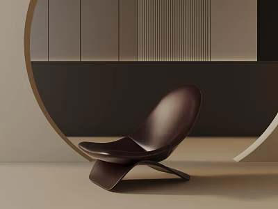 Brown Egg-shaped Leisure Chair With Crossed Base And Modern Interior Background 3d model