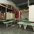 Traditional Interior Design Featuring Wooden Roof Green Grid Table And Fireplace