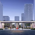 Modern Residential Entrance Gate With High Rise Buildings And Landscaped Gardens