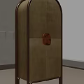 Sleek Modern Dark Colored Wardrobe With Smooth Surface And Copper Handle 3d model