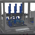 Industrial Equipment With Metal Frames Blue Components And Automated Production Line