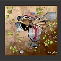 Enchanting Mythical Creature Resting Under Tree With Pink Hanging Branches Bamboo And Lily Pads