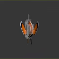 3D Designed Clownfish Sculpture With Orange White Black Stripes And Transparent Frame Support