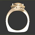 Elegant Luxurious Gold Ring with Square Gemstone and Intricate Patterned Band