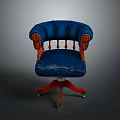 Vintage Blue Single Seater Sofa With Carved Wooden Arms And Tufted Upholstery