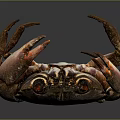 Brown Crab With Red Eyes Detailed Body Structure And Claws On Dark Background
