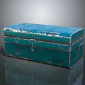 Vintage Blue Box With Metal Lock Shiny Surface And Rectangular Shape 3d model