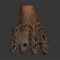 Hand Carved Wooden Sculpture With Intricate Patterns And Decorative Four Legged Base