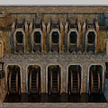 Ancient Medieval Watermill Structure With Stone Arches Towers Gear And Water Flow