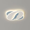 Modern White Ceiling Light with Blue Leaf Design and Dotted Pattern for Living Room Decoration