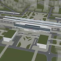 Aerial View Of Modern High speed Railway Station Architecture And Surroundings