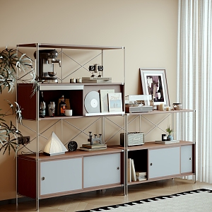 Modern Quiet Sideboard Cabinet Storage Cabinet Ornaments Combination Coffee Machine Record Player 3d model