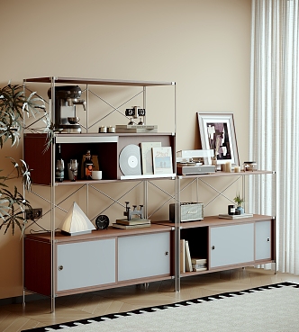 Modern Quiet Sideboard Cabinet Storage Cabinet Ornaments Combination Coffee Machine Record Player 3d model