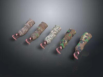 Five Different Camouflage Pattern Tongue Models With Pink Tips On Dark Background 3d model