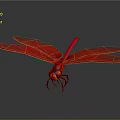 Detailed Vibrant Red Dragonfly With Spread Wings Isolated On Grey Background