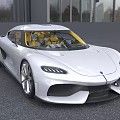 Silver Sports Car With Sleek Aerodynamic Body And Yellow Interior Seats