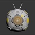Futuristic White Sci Fi Equipment With Antennas Circular Window And Yellow Accents