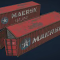 Red Commercial Shipping Containers With MANEIRISMO SEA Branding Open Doors And Interior Storage Space