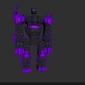 Robot Character As Mechanical Creature With Black Purple Glowing Armored Structure