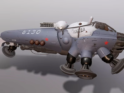 Futuristic Gray Mechanical Structure With Red Star Markings And Numbers 8130 1063A 3d model