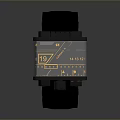 Stylish Black Smartwatch With Metallic Face And Silicone Strap