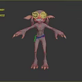 Game Movie Character With Pointed Ears Goggles Slender Body And Sharp Claws 3d model