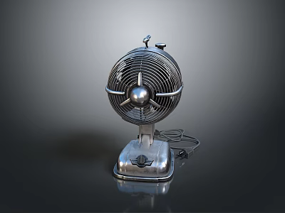 Vintage Metal Electric Fan With Classic Design And Stable Base Structure Details 3d model