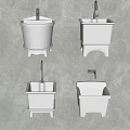 White Wall Mounted Bathroom Sinks With Modern Design And Gray Wall