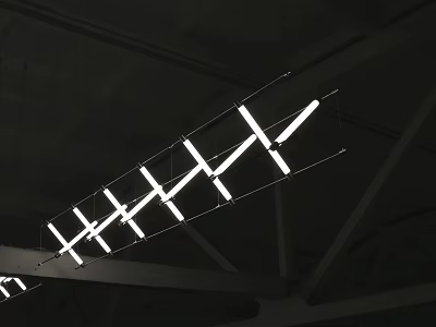 Modern Linear LED Pendant Light With Metal Frame For Contemporary Interior Spaces 3d model