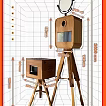 Two Modern Wooden Tripod Stands with Storage Box and Round Mirror for Home Decor