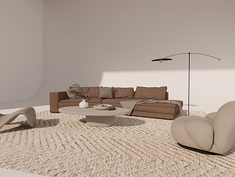 Sofa Combination Coffee Table Single Sofa 3d model