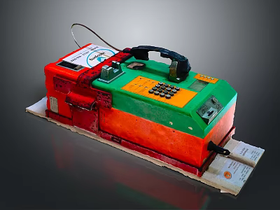 Building Emergency Communication Equipment With Red Green Casing Telephone Handset Buttons And Labels 3d model