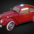 Red Vintage Beetle Car with Illuminated Wheels and Classic Body Design