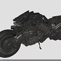 Futuristic Black Motorcycle With Armored Body Detailed Mechanical Parts And Sleek Design