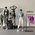 Poliform Fashion Models In Various Poses With Stylish Outfits And Clothes Rack