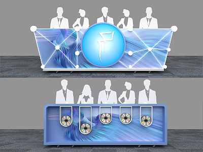 Blue Activation Device With Circular Main Body Silhouette Figures Patterned Lines And Bottom Components 3d model