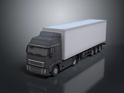 Functional Freight Truck Featuring Black Cab And White Cargo Container 3d model