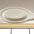 Modern White Ceiling with Unique Curved Shape and Soft Lighting Design