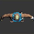 Shirtless 3D Character Model With Blonde Hair Blue Flower Lei Black Gloves And Yellow Sandals