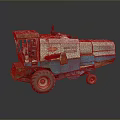 Blue And White Agricultural Harvester With Large Wheels And Cabin Structure