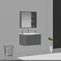 Modern Wall Mounted Vanity Unit with Mirror Cabinet and Countertop 3d model