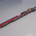 Modern Black and Red Blade Weapon with Sleek Futuristic Design and Decorative Details