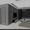 Modern Living and Dining Room Interior With White Sofa Throw Pillows And Cage Chandelier