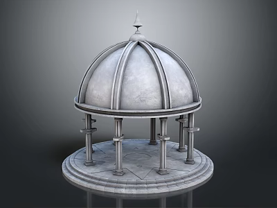 Detailed Stone Dome Architectural Structure With Circular Base And Support Columns 3d model