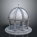 Detailed Stone Dome Architectural Structure With Circular Base And Support Columns 3d model