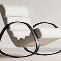 Modern Cream Upholstered Accent Chair With Black Curved Metal Frame
