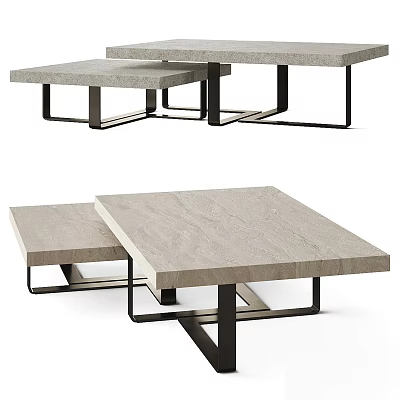 Modern Dining Table With Rectangular Marble Top And Black Metal Legs Design 3d model