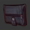 Black Leather Wallet With Zipper Compartment And Snap Closure For Daily Use 3d model