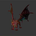 Red Fantasy Dragon 3D Sculpture With Winged Horned Clawed Detailed Texture