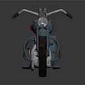 Vintage Blue Motorcycle With Red Leather Seat Chrome Engine And Spoked Wheels